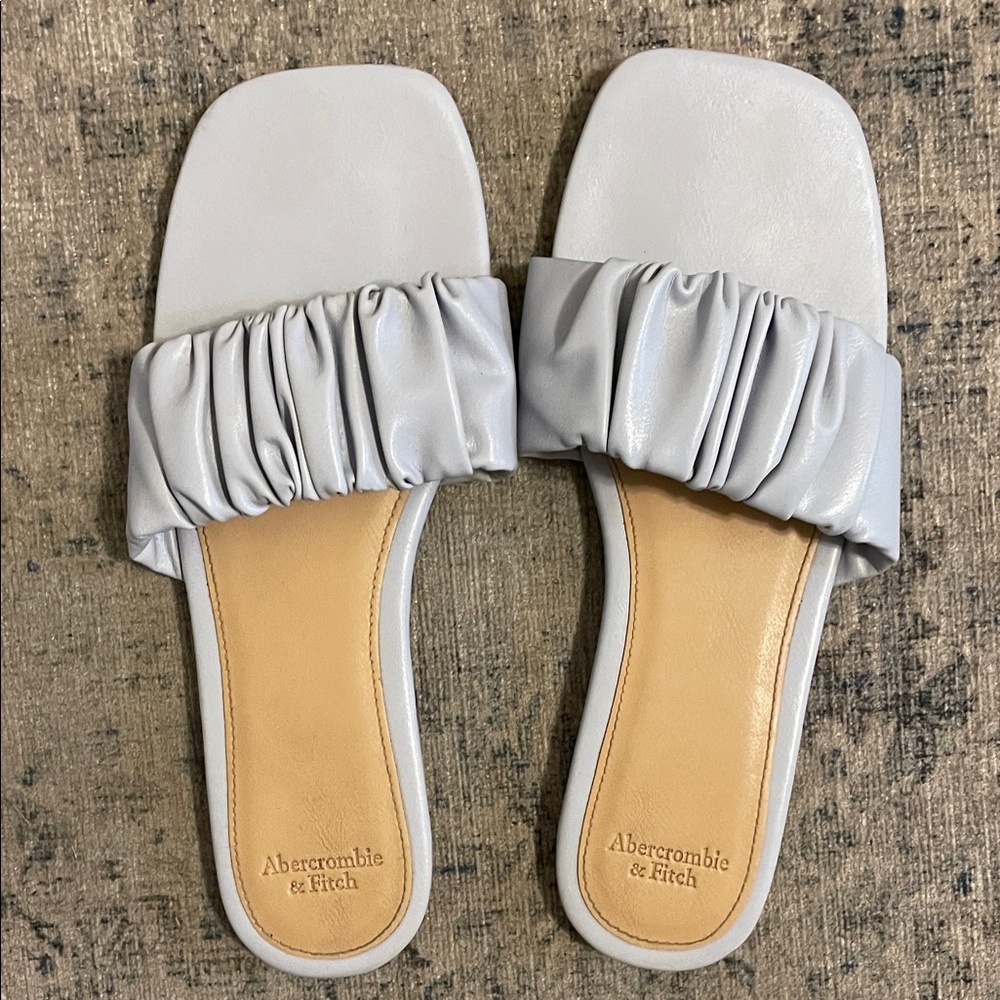 Abercrombie & Fitch Women's Light Blue Slide Sandals